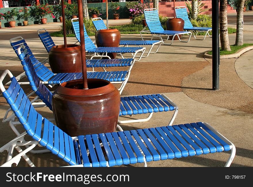 Poolside deck chairs