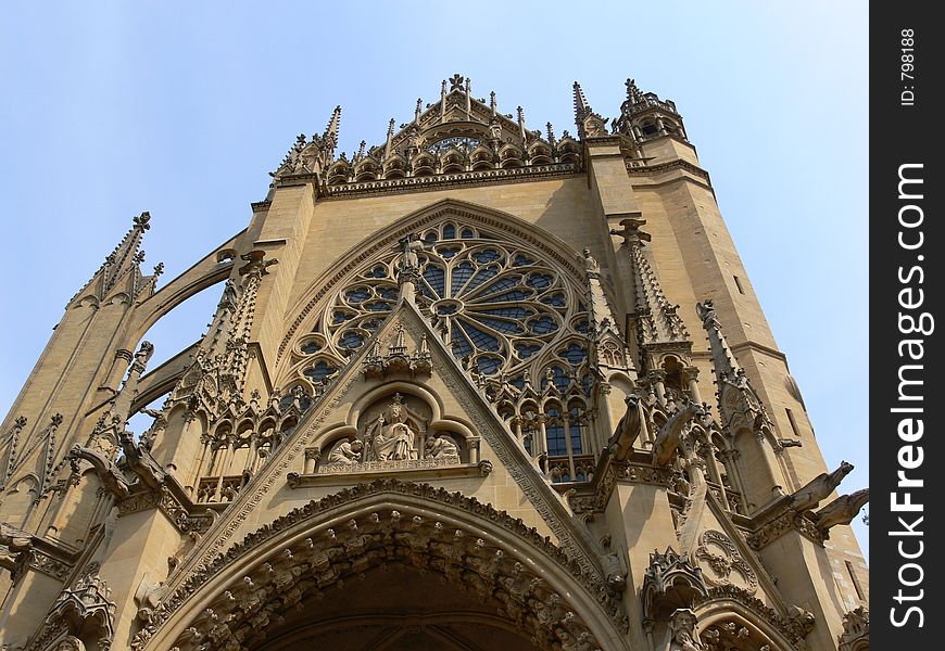 Front side and facade of the Metz cathedral