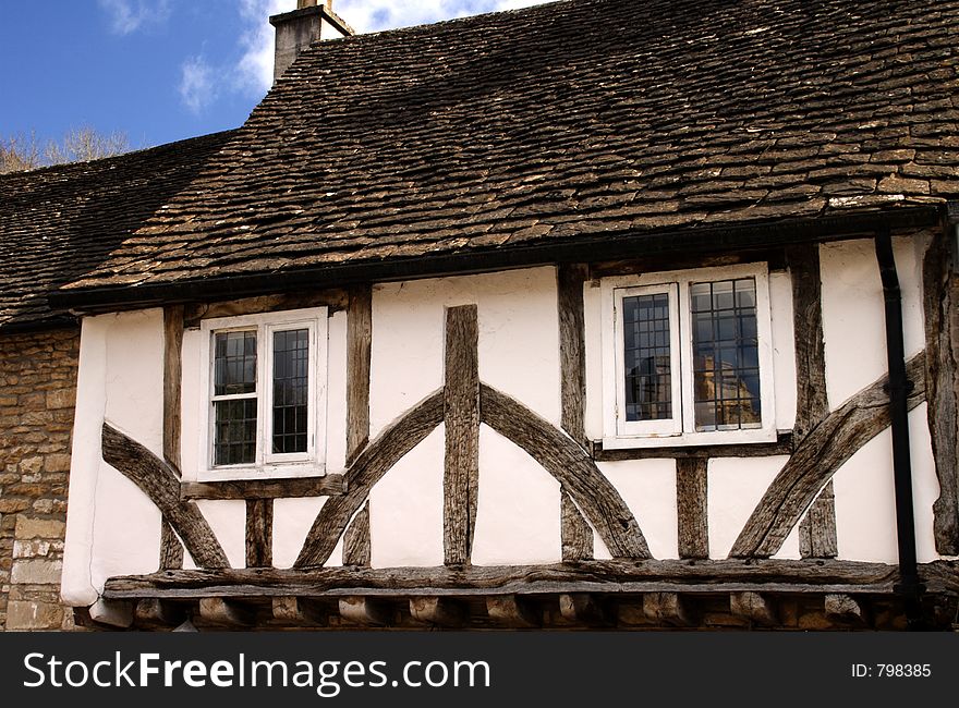 Old House with whitewashed walls and oak beams