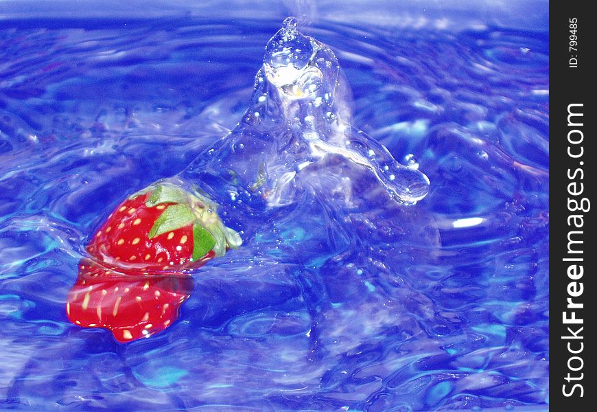 Strawberry in water picture. Strawberry in water picture