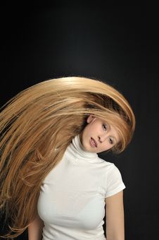 Blond Long Hair Teen Age Girl Stock Image