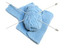 Knitting Needles, Yarn And Knitting Cloth. Royalty Free Stock Photos Knitting Needles, Yarn And Knitting Cloth. Royalty Free Stock Photos