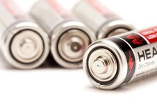 Batteries On White Royalty Free Stock Photography Batteries On White Royalty Free Stock Photography