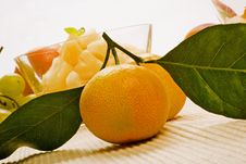 Two Mandarins With Leaves Royalty Free Stock Photo Two Mandarins With Leaves Royalty Free Stock Photo