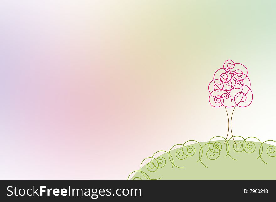 Single tree on colorful background. Single tree on colorful background