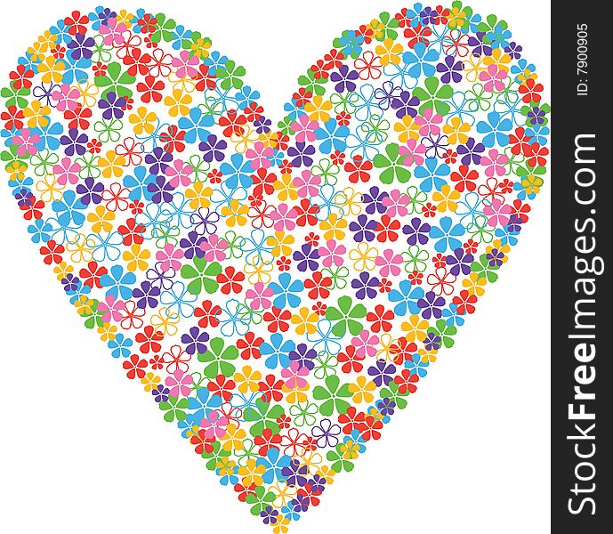 The vector illustration contains the image of floral heart. The vector illustration contains the image of floral heart