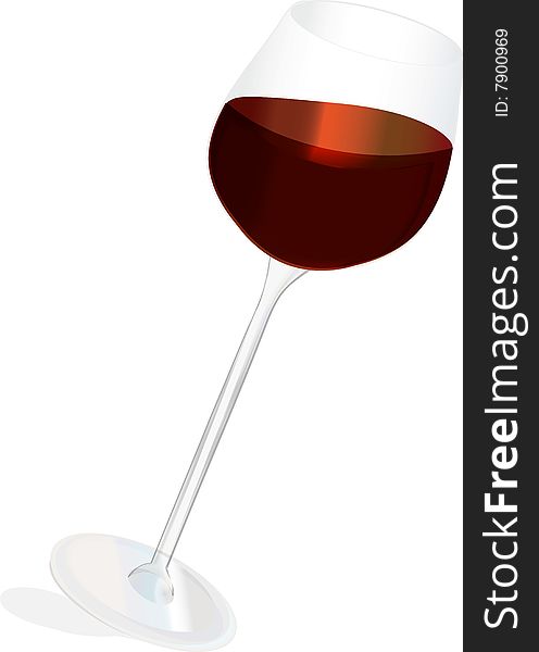 Isolated wineglass over white. Vector.