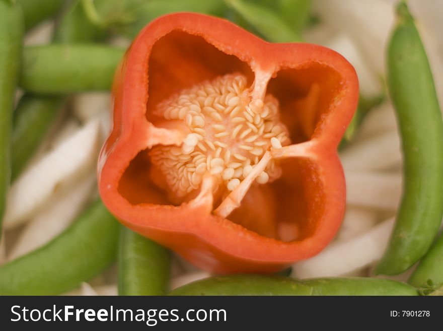 Beautiful dissected pimiento on blured background