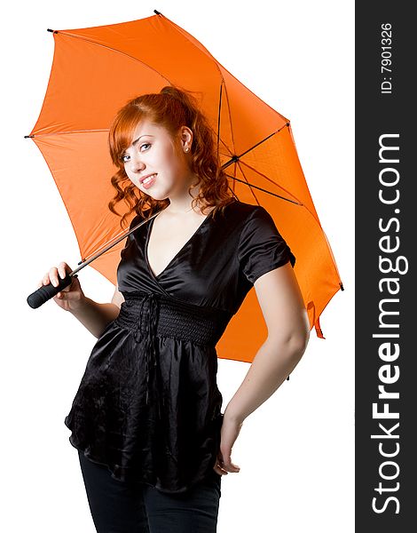 Red-haired girl with an umbrella