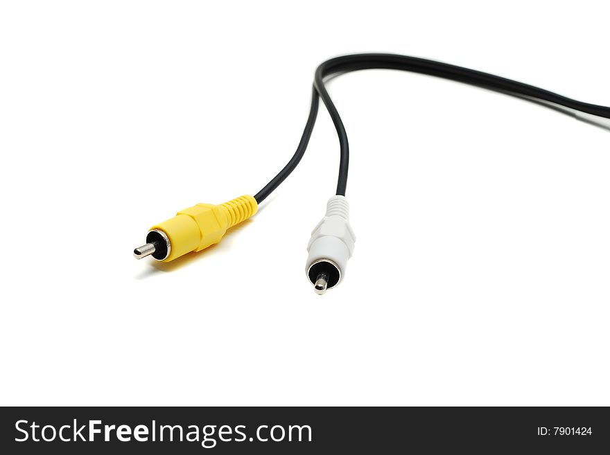 Audio video cable isolated on white