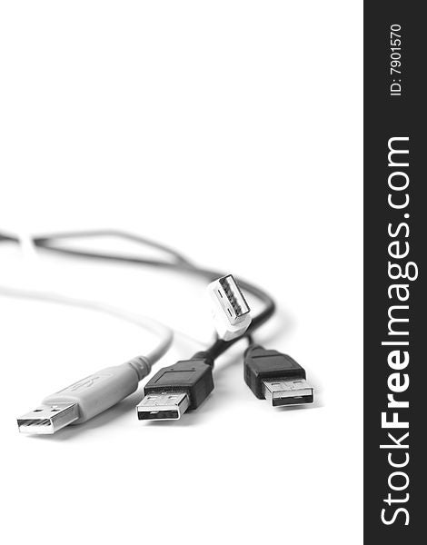 Some usb cable on white background