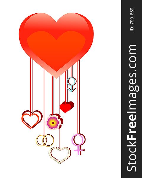 Great heart from the symbols of love