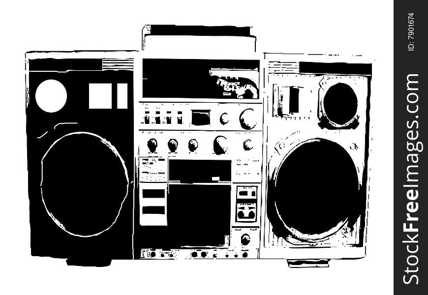 This is a music system in black&white color.