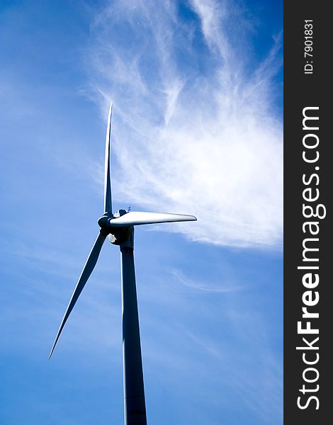 Wind Turbine Of Toronto Hydro Corporation Over Rich Blue Sky Springtime Scenic. Toronto Ontario Canada