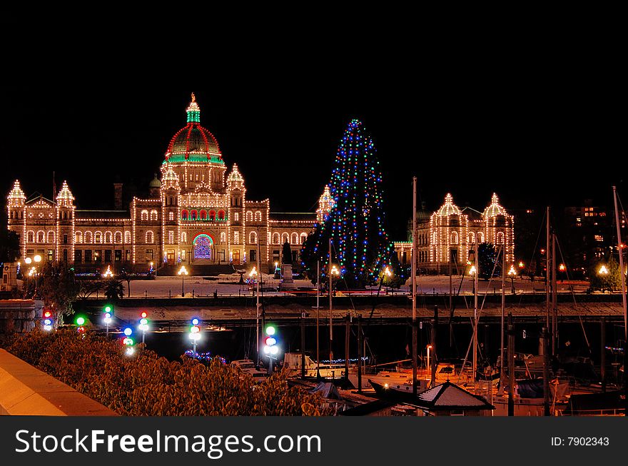 Christmas night illumination in downtown of Victoria. Christmas night illumination in downtown of Victoria