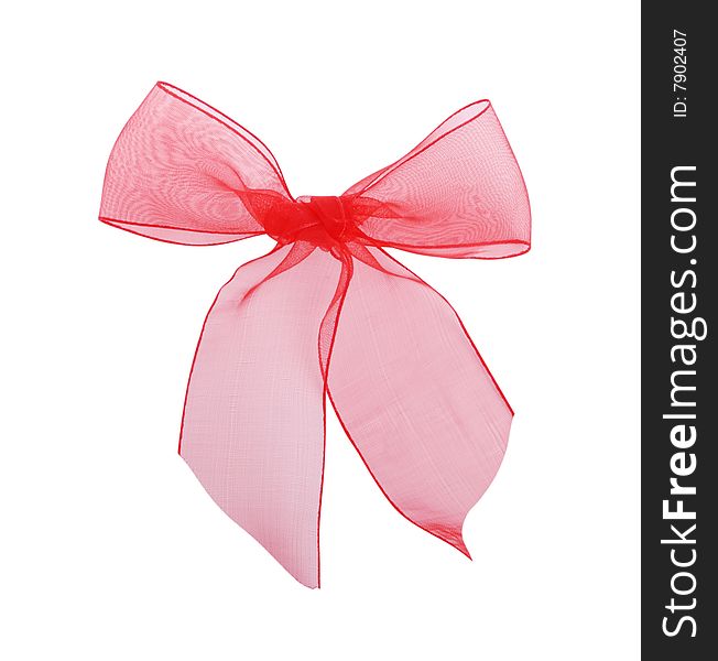 Red transparent bow, celebratory ornament, scenery. Red transparent bow, celebratory ornament, scenery