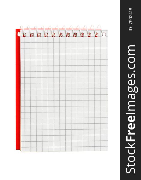 Squared spiral notepad isolated on white background