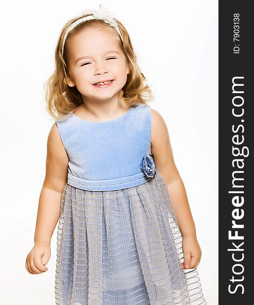 Lovely little girl in blue dress