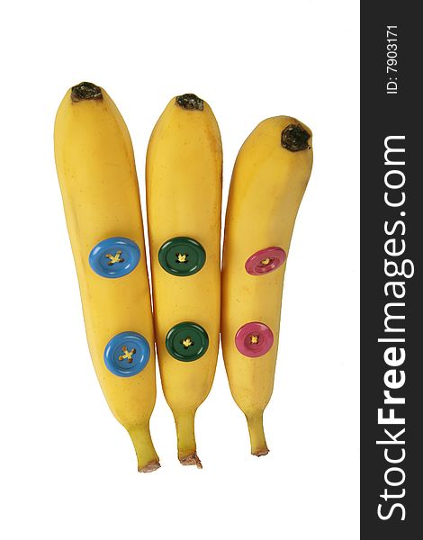 Three banana friends in yellow suits. Three banana friends in yellow suits