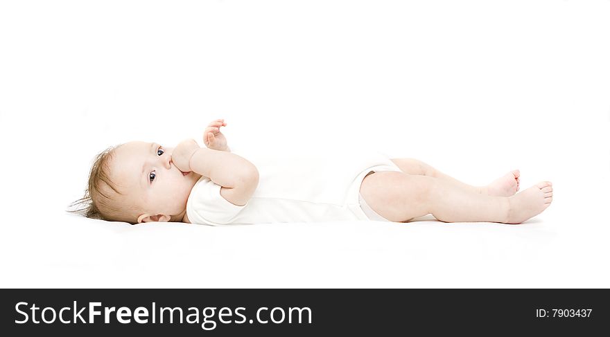 Little baby on a white background