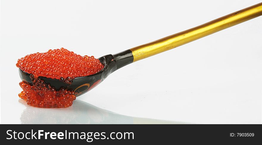 Red Caviar In Spoon