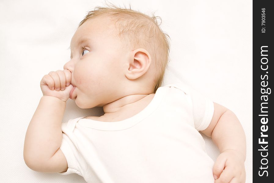 Little Baby On A White Background