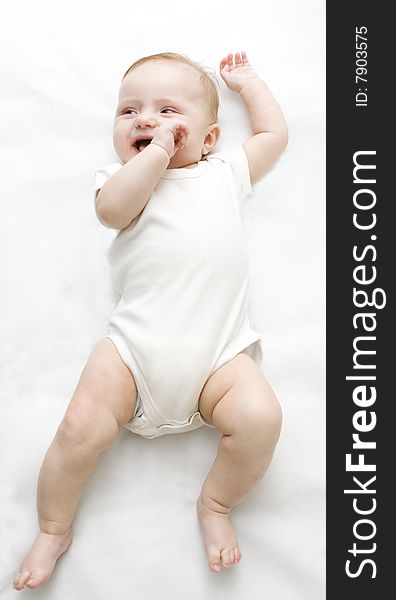 Little baby on a white background