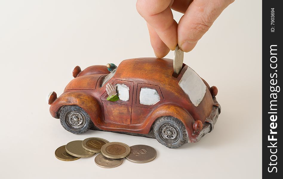 A close-up of the coin box as toy car. A close-up of the coin box as toy car.