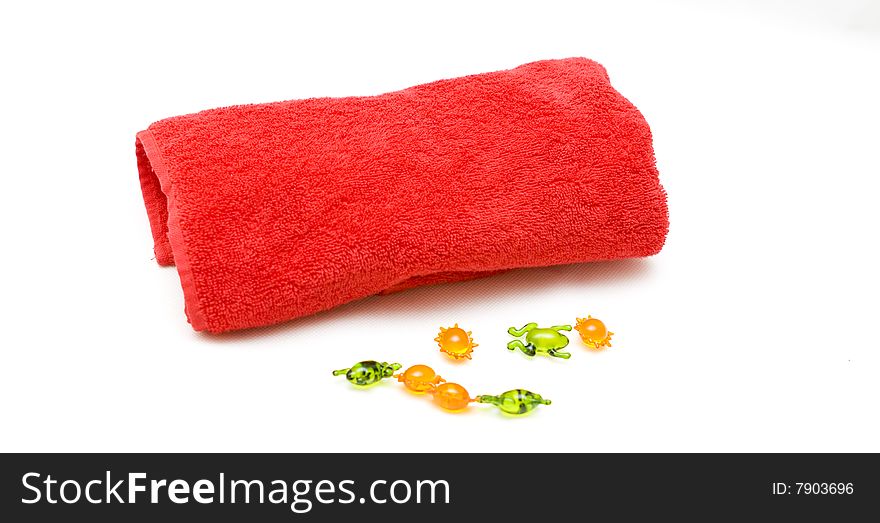 Bath products on a white background