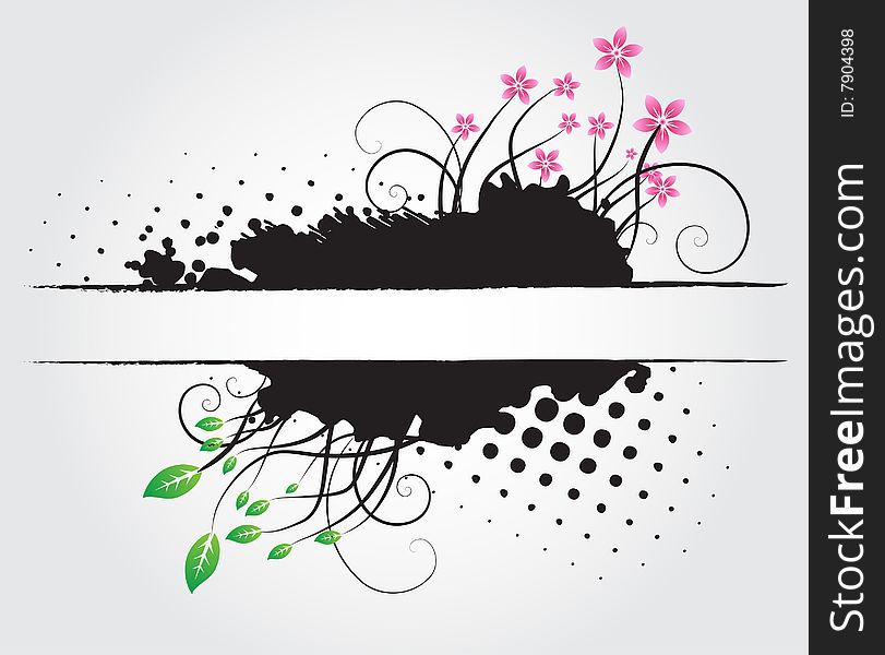 Floral abstract frame with flowers and splashes for text. Floral abstract frame with flowers and splashes for text
