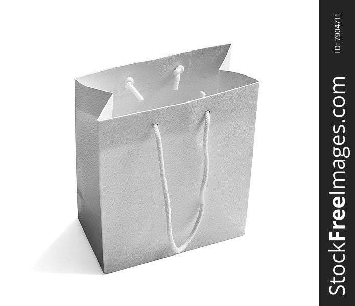 White shopping bag isolated on white background with clipping path. Studio work.