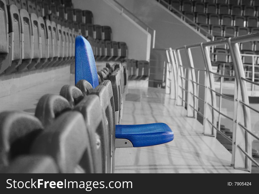 Blue chair reserve on stadium. Blue chair reserve on stadium.