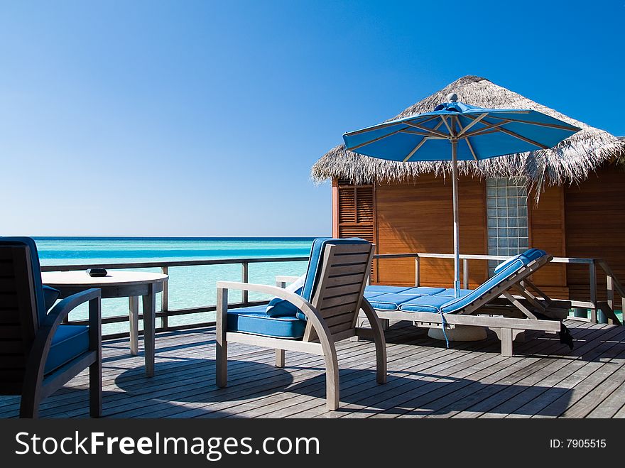 Maldevian water bunglaws/villas in the luxury resort. Maldevian water bunglaws/villas in the luxury resort.