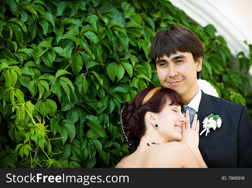 Happy bride and a groom. Happy bride and a groom