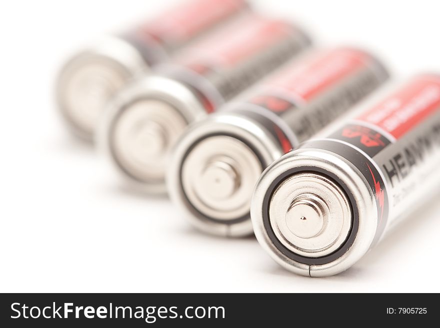 Heavy Duty AA Batteries on a White Background. Heavy Duty AA Batteries on a White Background.