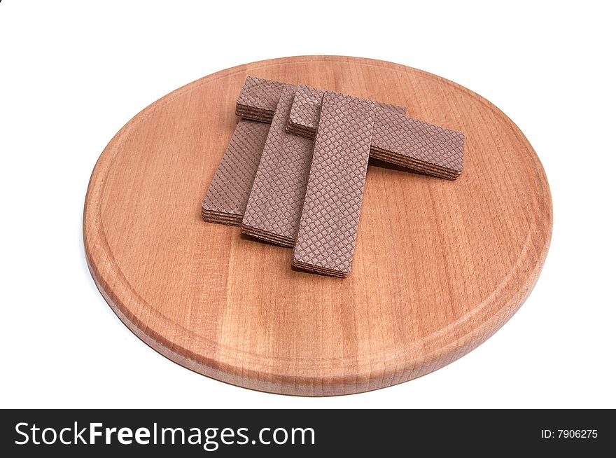 Wafers and round board isolated on a white background. Wafers and round board isolated on a white background.