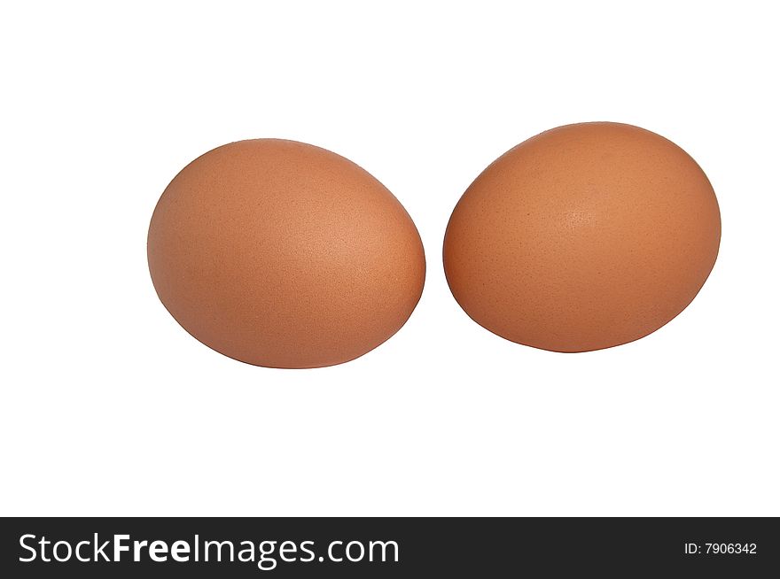 Two eggs isolated  on a white background. Two eggs isolated  on a white background.