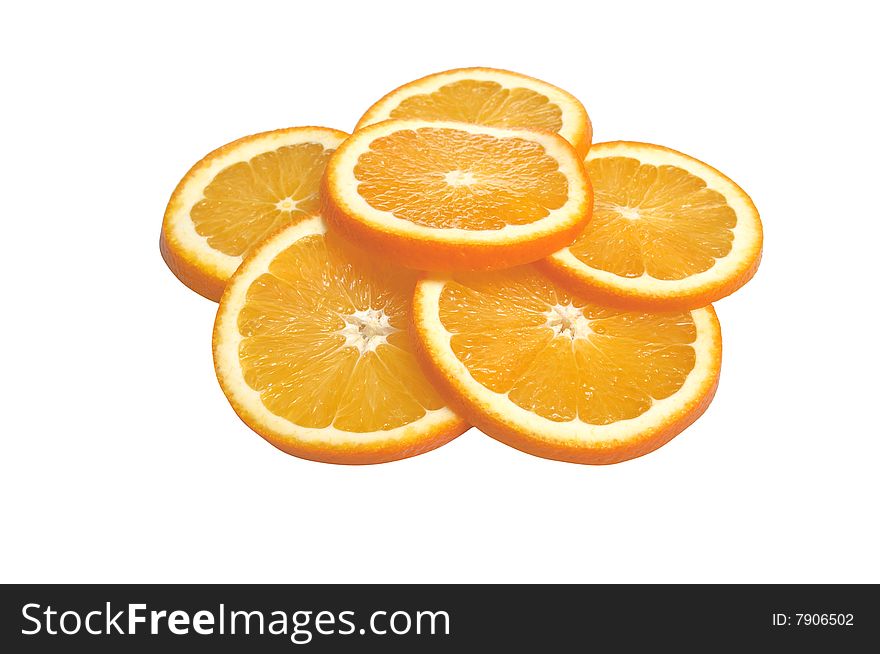 Slice of orange isolated on a white background. Slice of orange isolated on a white background.