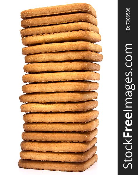 Stack of  cookies isolated on white. Stack of  cookies isolated on white