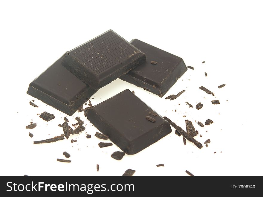 Close up chocolate square isolated