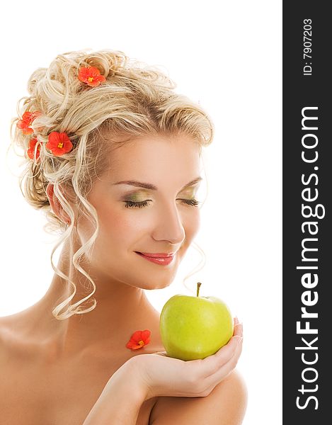 Woman With Ripe Green Apple