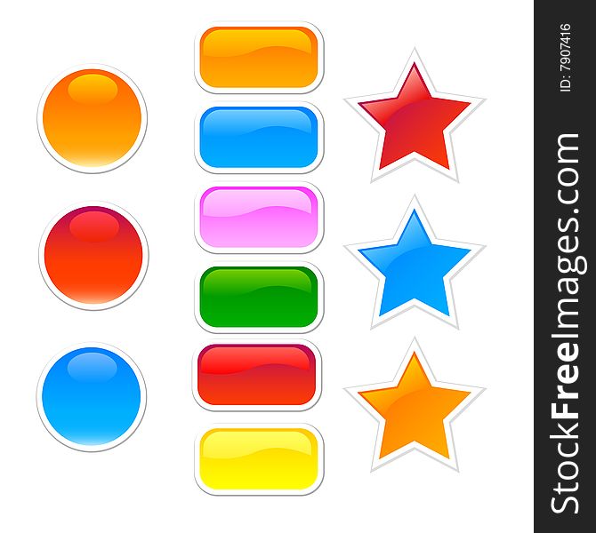 Set of colour glass buttons. For design.