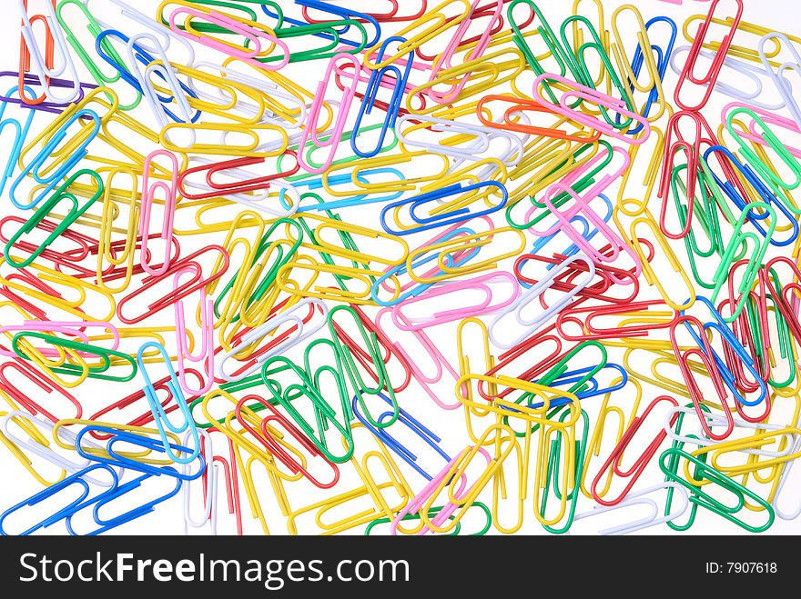 Colorful heap of paper clips