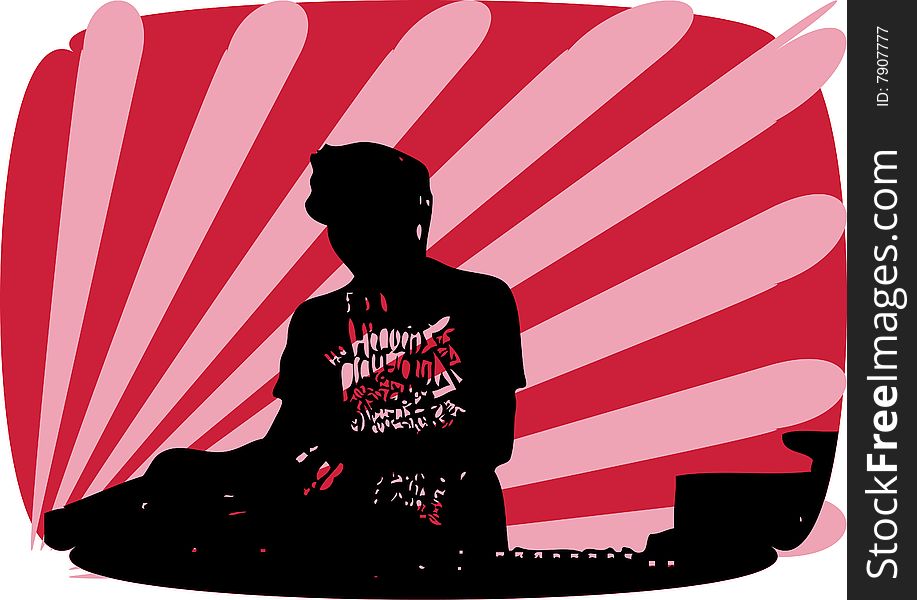 DJ making live music - vector file. DJ making live music - vector file