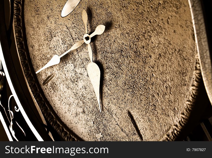 A retro styled forged clock face. A retro styled forged clock face