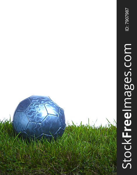 Soccer ball in the studio on grass