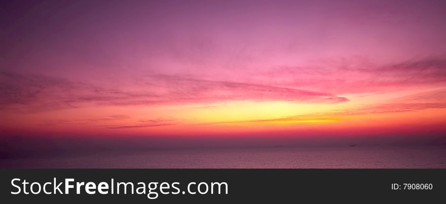 A shot of sunrise on sea. A shot of sunrise on sea