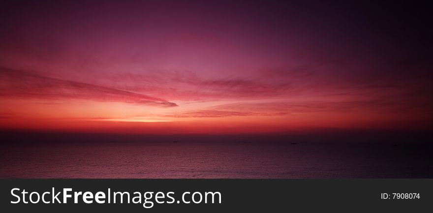 A shot of sunrise on sea. A shot of sunrise on sea