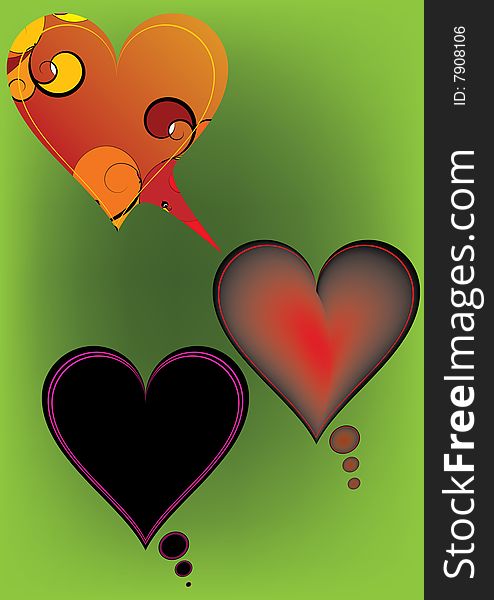 Decorative heart on green background