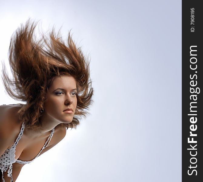 Photo of attractive woman with hair in motion. Photo of attractive woman with hair in motion